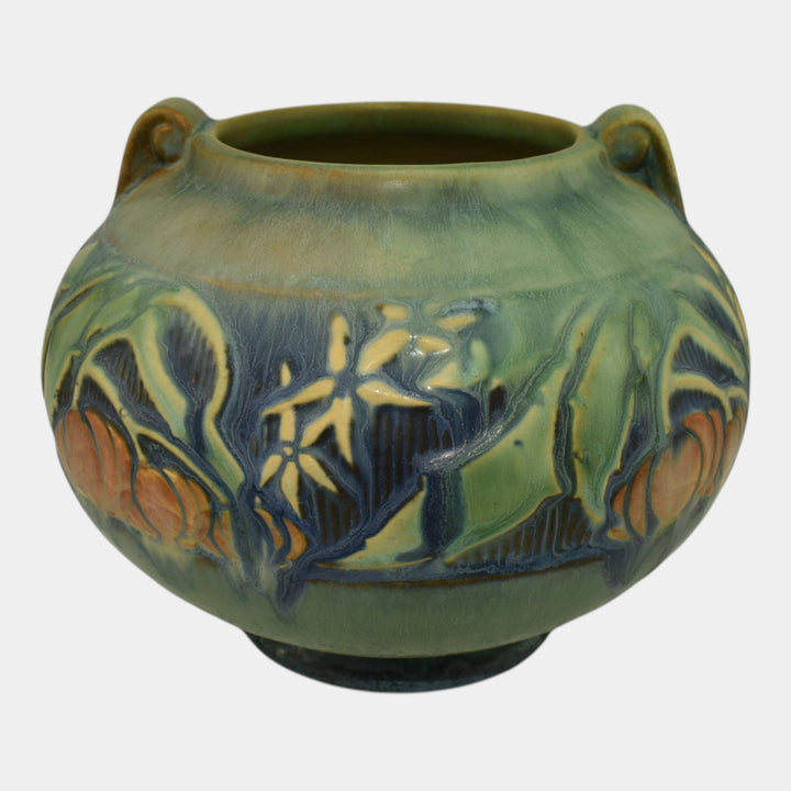 Roseville Baneda Green 1932 Vintage Arts And Crafts Pottery Ceramic Vase 235-5 - Just Art Pottery