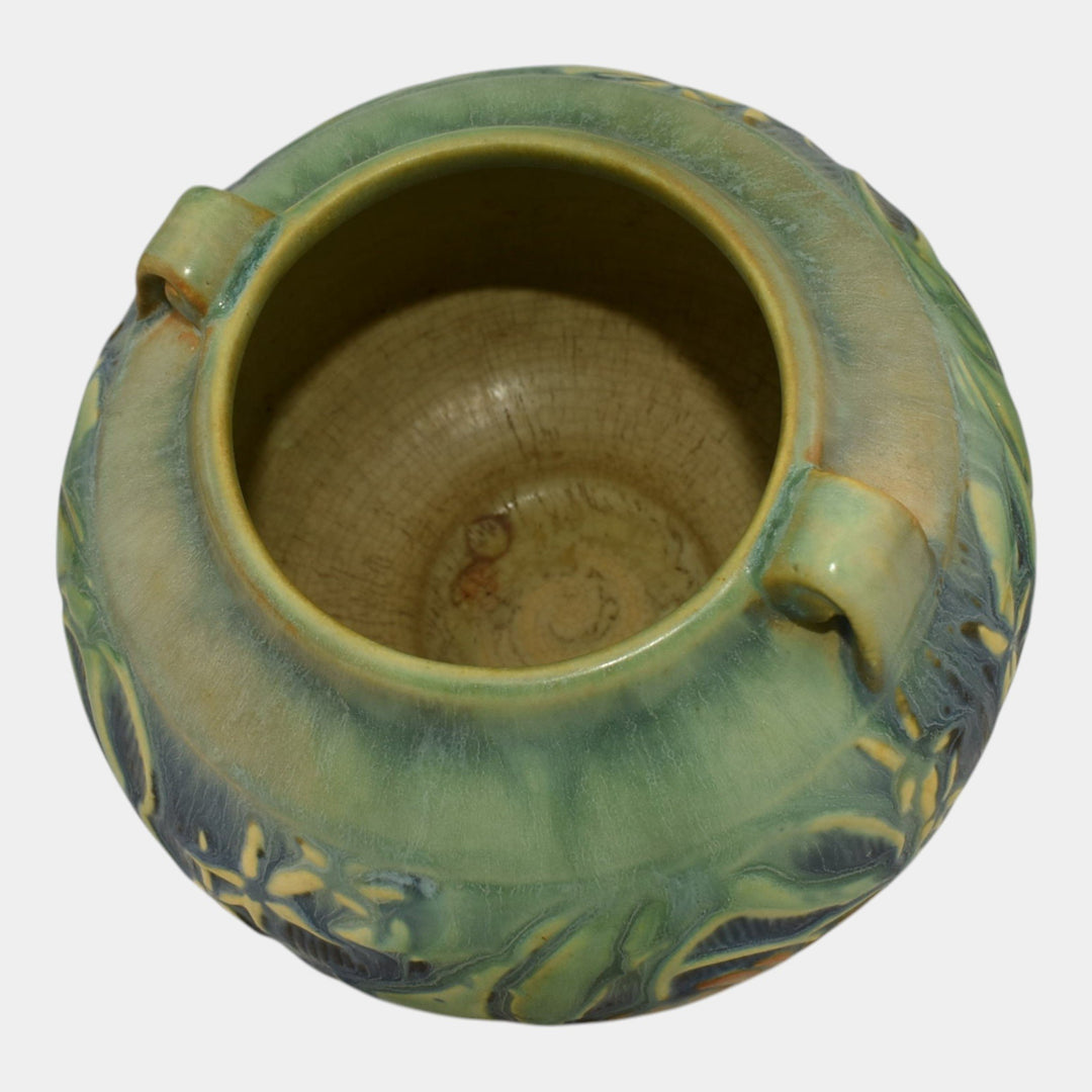 Roseville Baneda Green 1932 Vintage Arts And Crafts Pottery Ceramic Vase 235-5 - Just Art Pottery