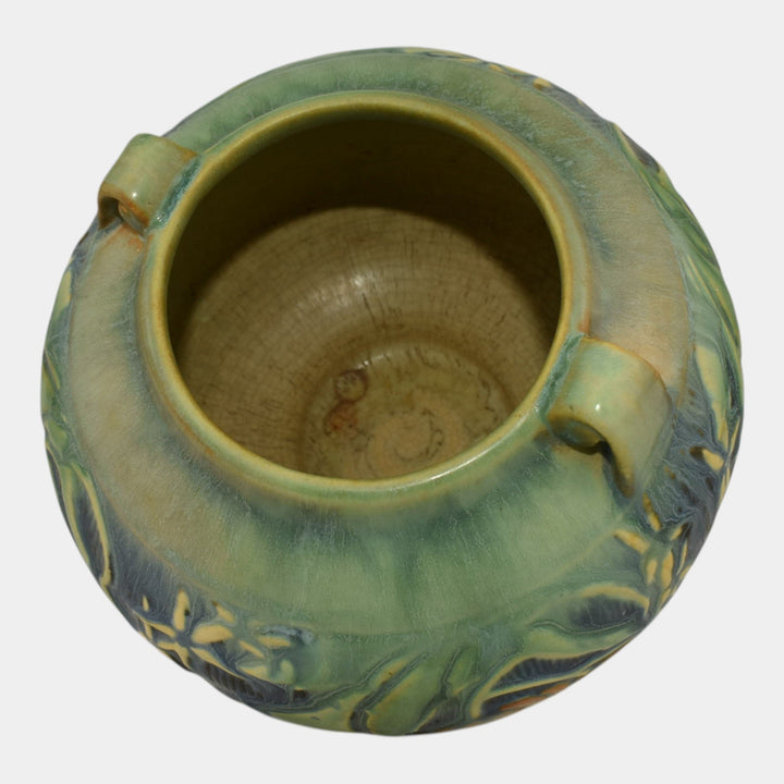 Roseville Baneda Green 1932 Vintage Arts And Crafts Pottery Ceramic Vase 235-5 - Just Art Pottery