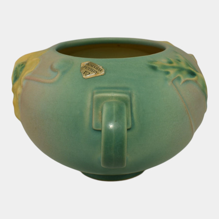 Roseville Poppy Green 1938 Vintage Art Deco Pottery Ceramic Bowl Vase 334-4 - Just Art Pottery