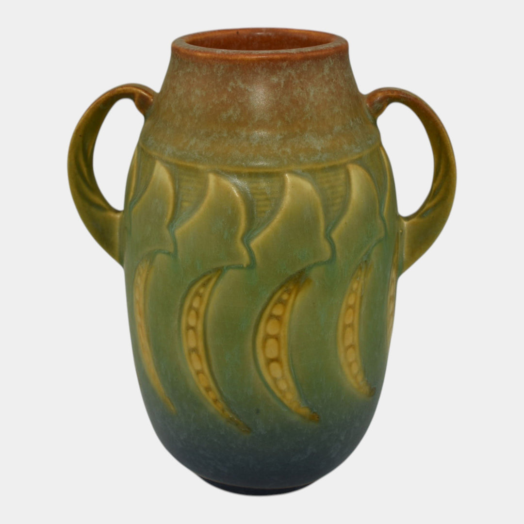 Roseville Falline Blue 1933 Vintage Arts And Crafts Pottery Ceramic Vase 643-6 - Just Art Pottery