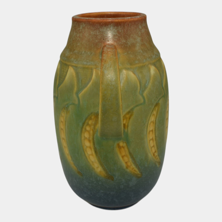 Roseville Falline Blue 1933 Vintage Arts And Crafts Pottery Ceramic Vase 643-6 - Just Art Pottery