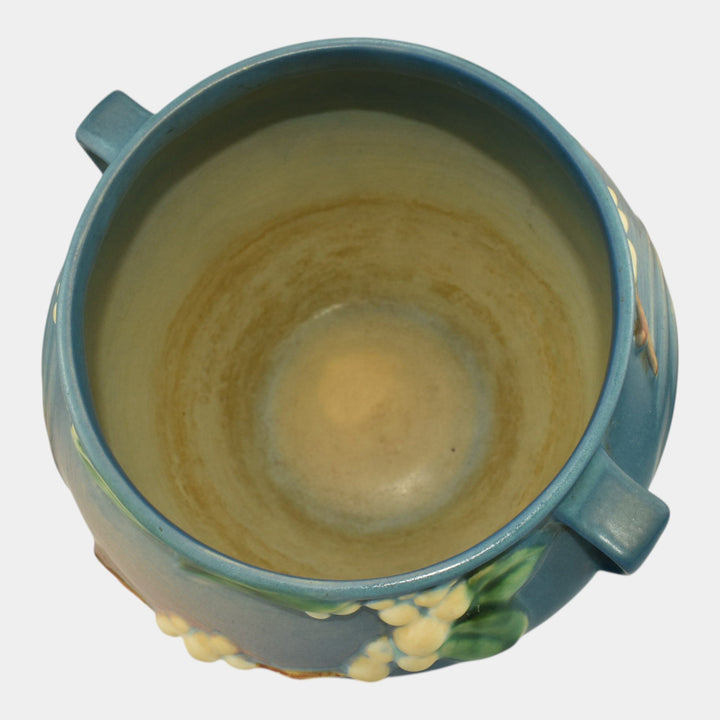 Roseville Snowberry Blue 1947 Mid Century Pottery Jardiniere Planter 1J-6 - Just Art Pottery