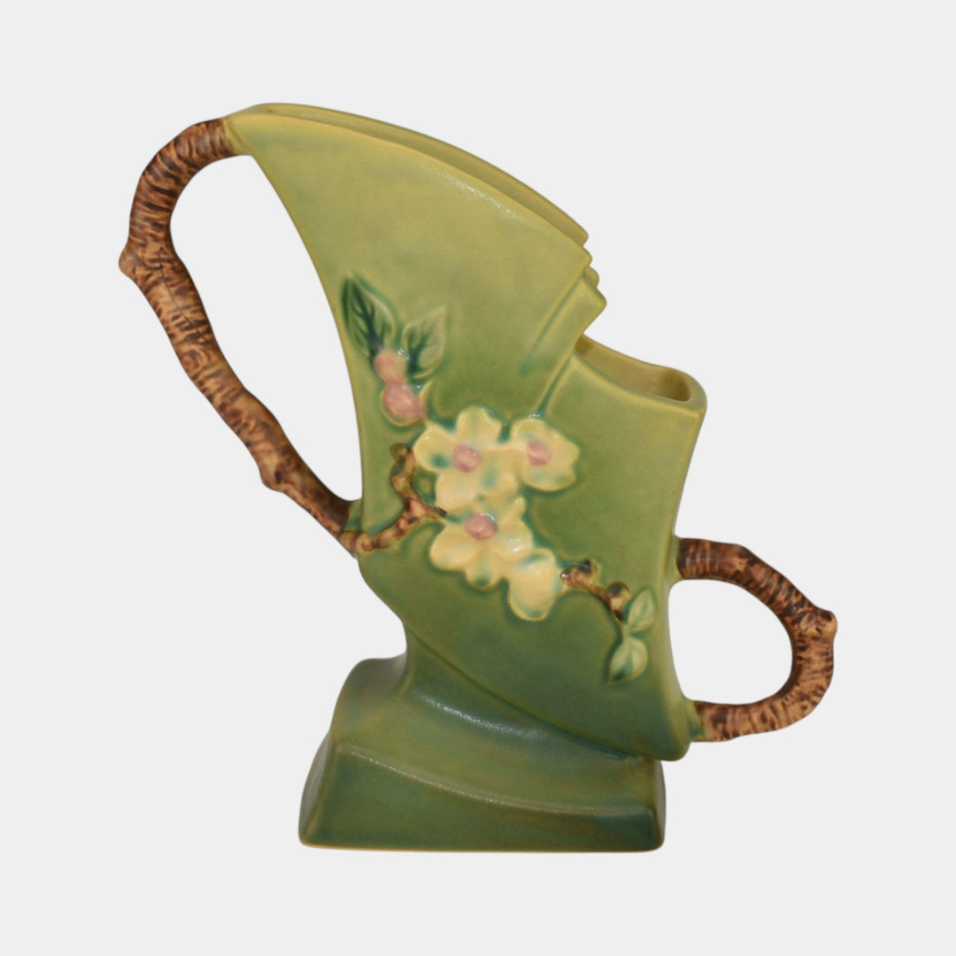 Roseville Apple Blossom Green 1949 Mid Century Modern Pottery Ceramic Vase 373-7