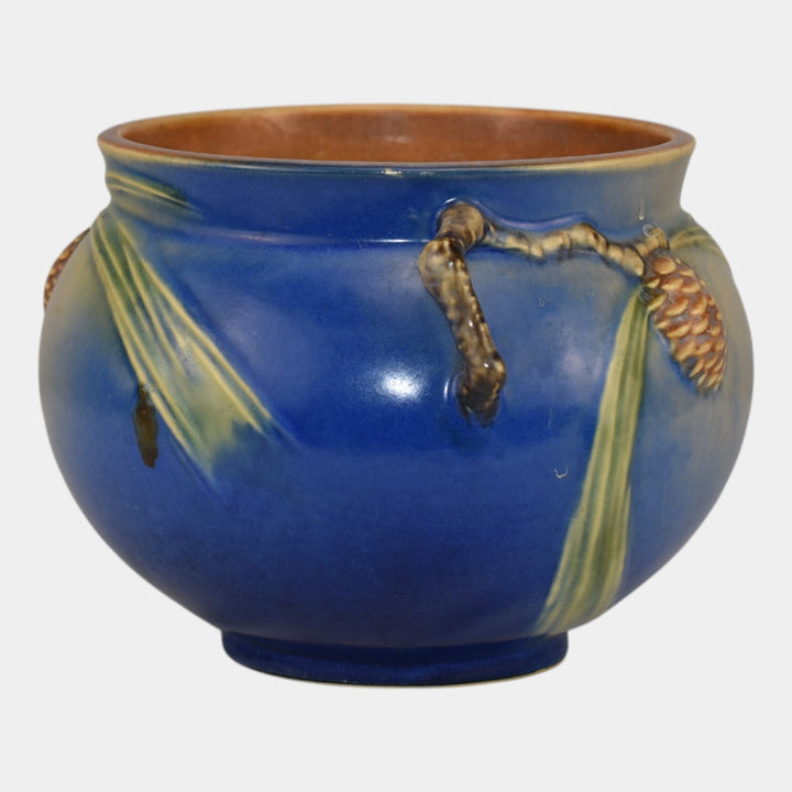 Roseville Pine Cone Blue 1935 Vintage Pottery Ceramic Jardiniere Planter 632-5