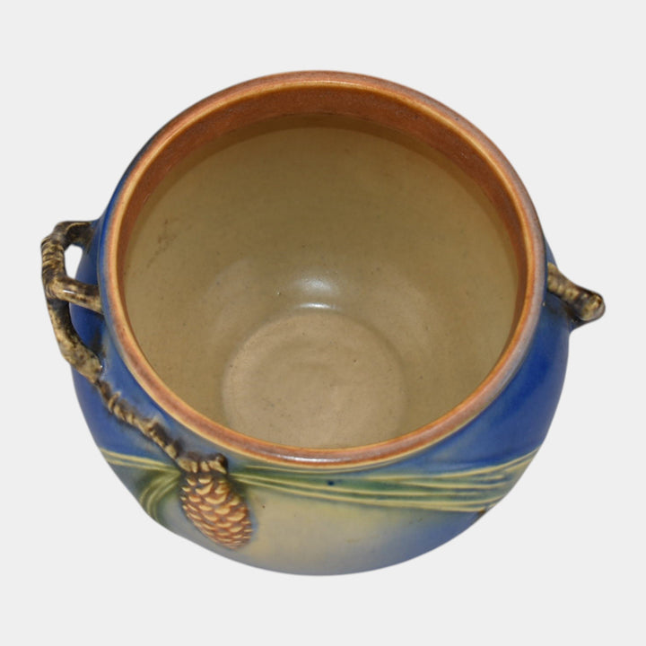 Roseville Pine Cone Blue 1935 Vintage Pottery Ceramic Jardiniere Planter 632-5