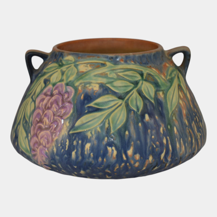 Roseville Wisteria Blue 1933 Vintage Arts And Crafts Pottery Ceramic Bowl 242-4