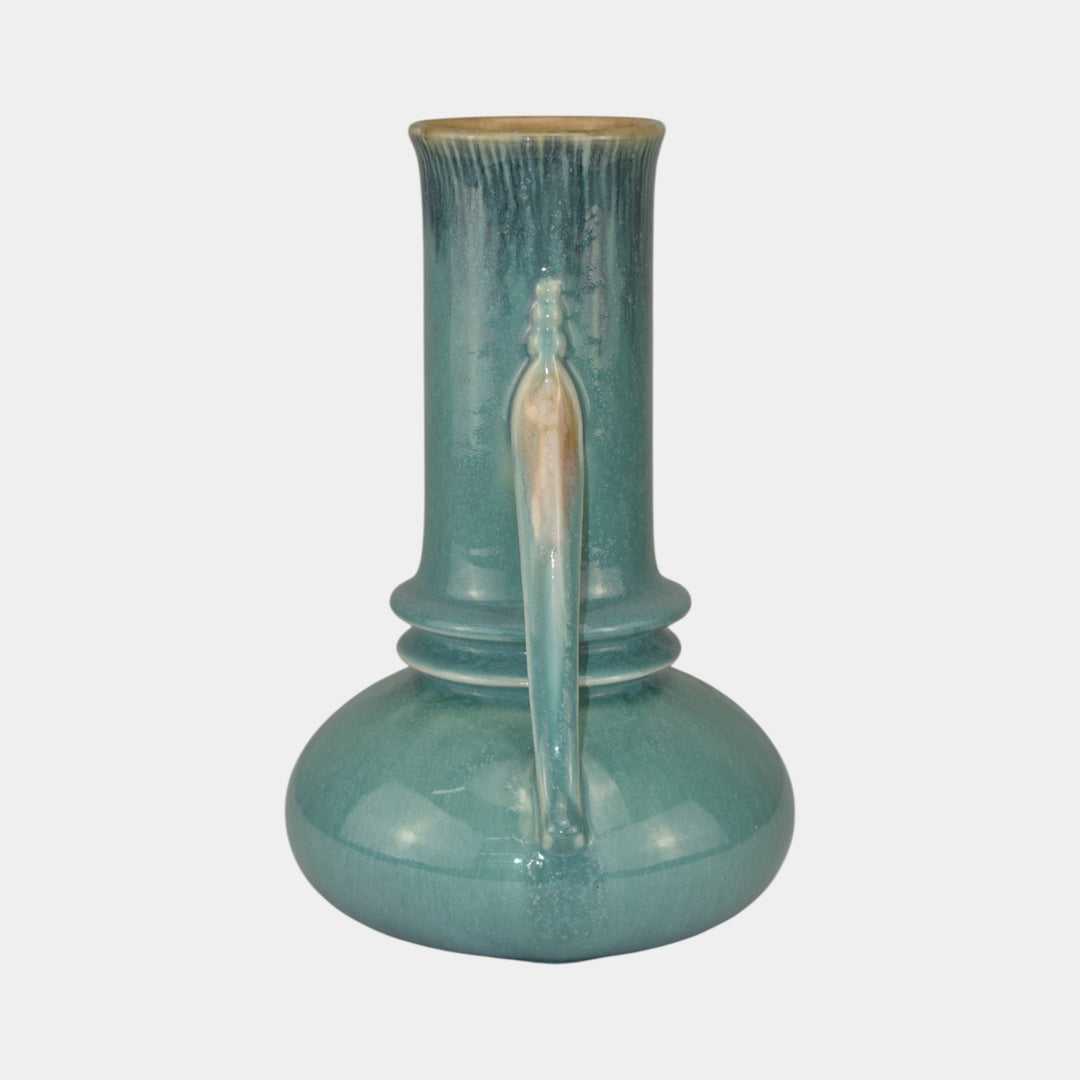 Roseville Orian Turquoise 1938 Vintage Art Deco Pottery Ceramic Vase 735-7 - Just Art Pottery