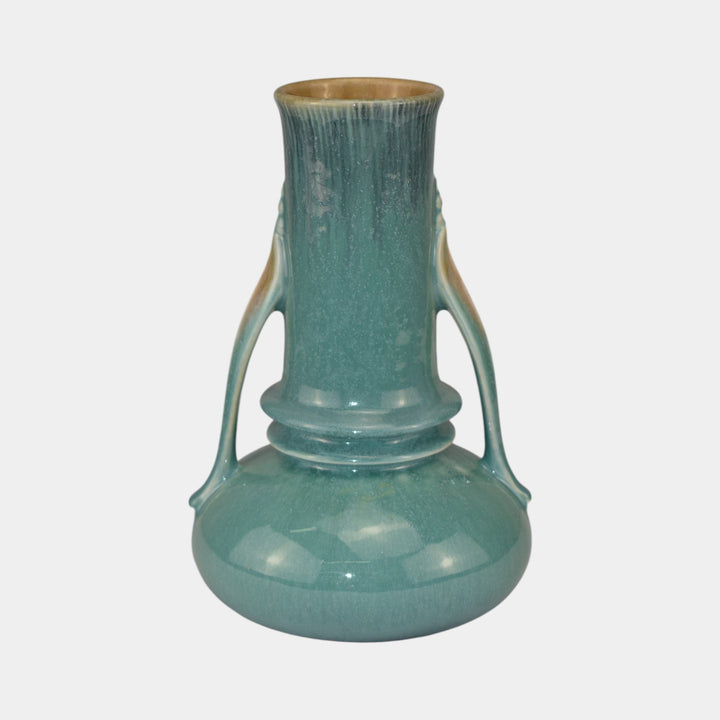 Roseville Orian Turquoise 1938 Vintage Art Deco Pottery Ceramic Vase 735-7 - Just Art Pottery