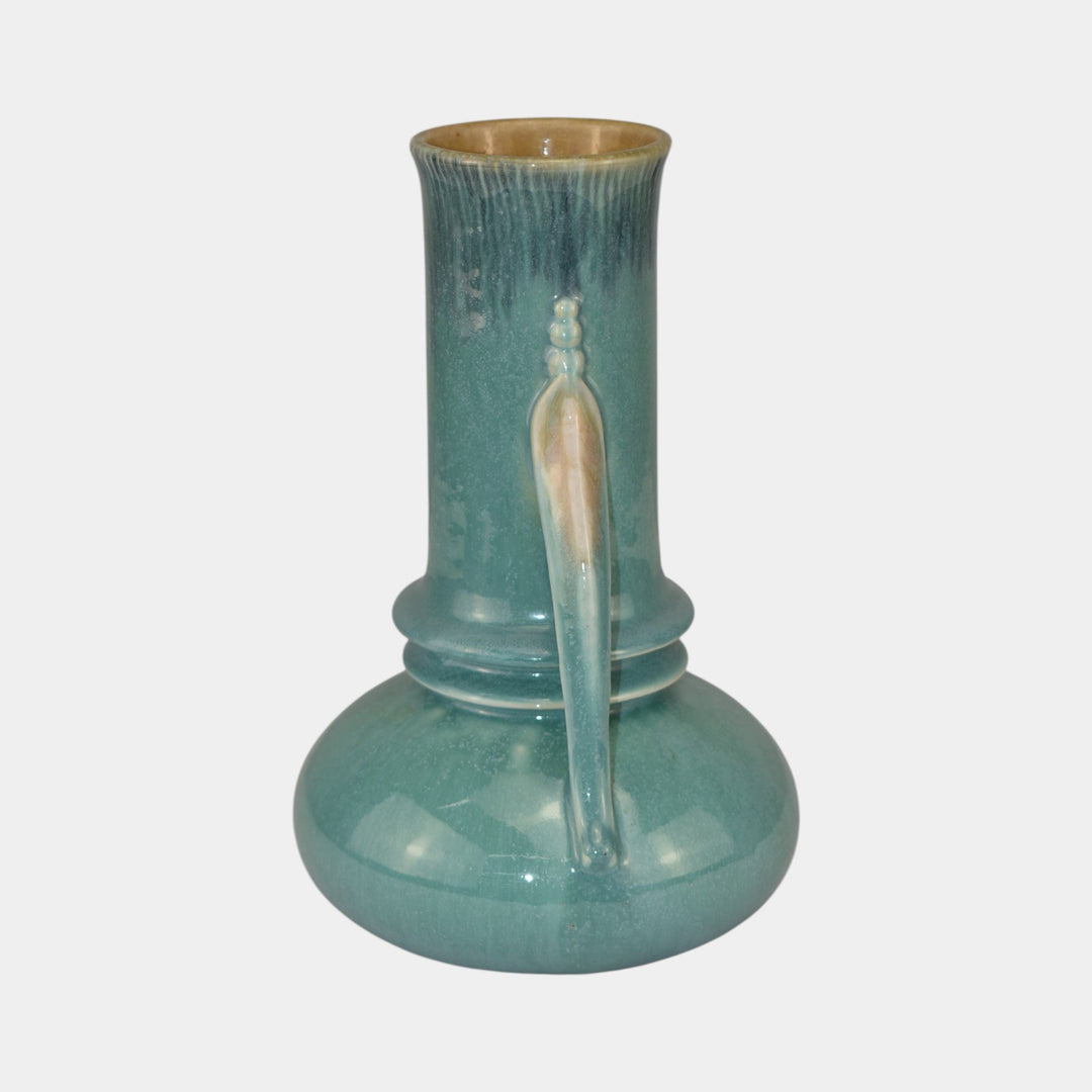 Roseville Orian Turquoise 1938 Vintage Art Deco Pottery Ceramic Vase 735-7 - Just Art Pottery