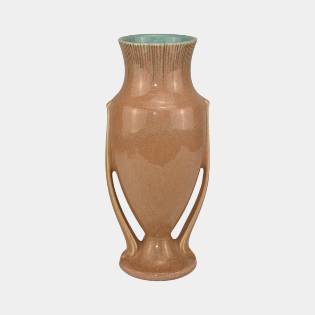 Roseville Orian Tan 1935 Vintage Art Deco Pottery Tall Ceramic Vase 740-10 - Just Art Pottery