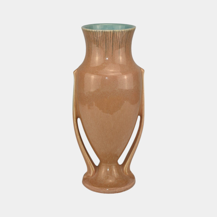 Roseville Orian Tan 1935 Vintage Art Deco Pottery Tall Ceramic Vase 740-10 - Just Art Pottery