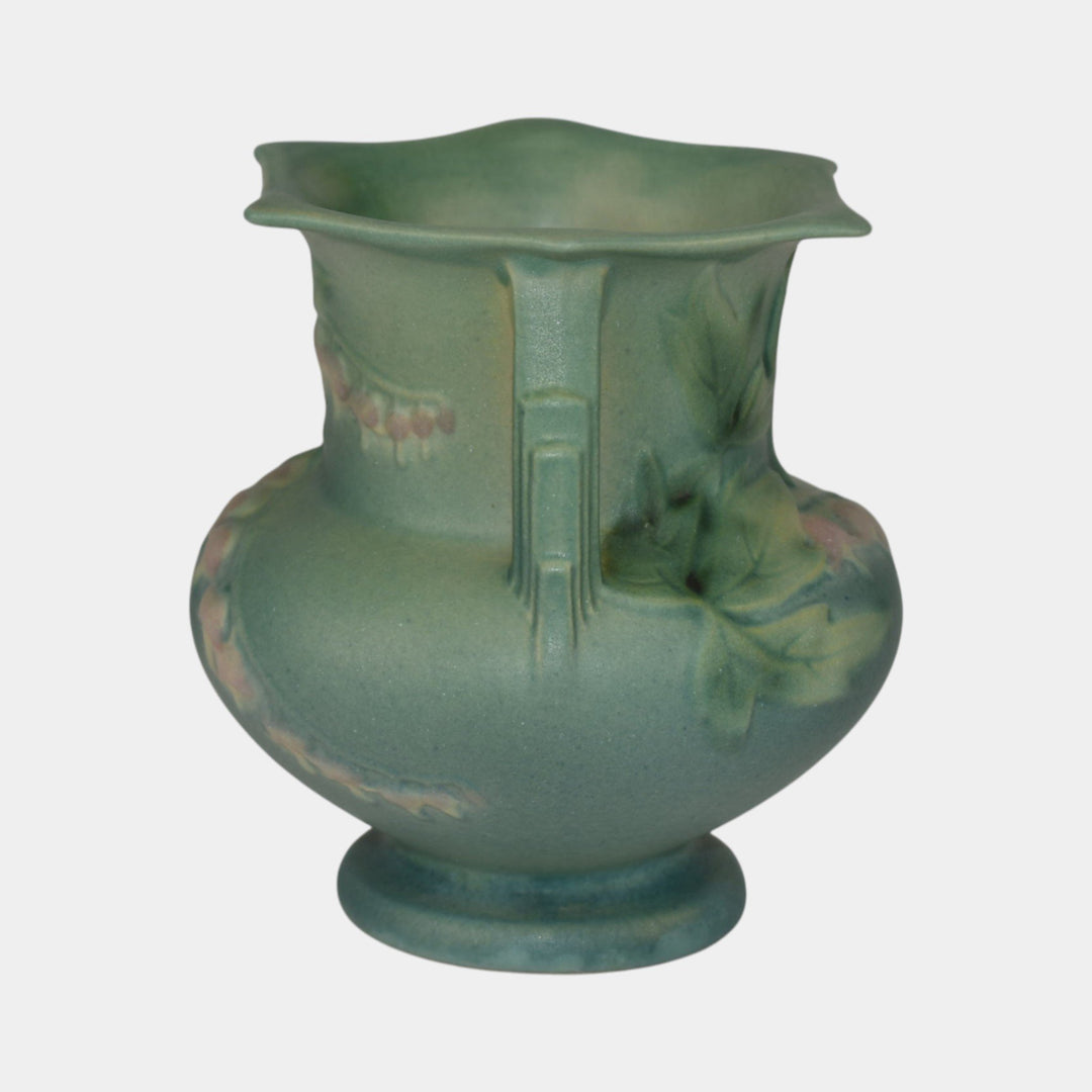 Roseville Bleeding Heart Green 1940 Vintage Art Pottery Ceramic Vase 138-4 - Just Art Pottery
