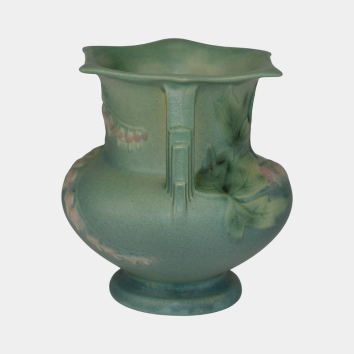 Roseville Bleeding Heart Green 1940 Vintage Art Pottery Ceramic Vase 138-4 - Just Art Pottery