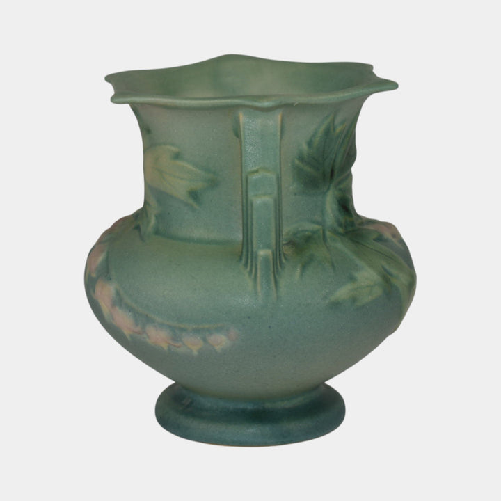 Roseville Bleeding Heart Green 1940 Vintage Art Pottery Ceramic Vase 138-4 - Just Art Pottery