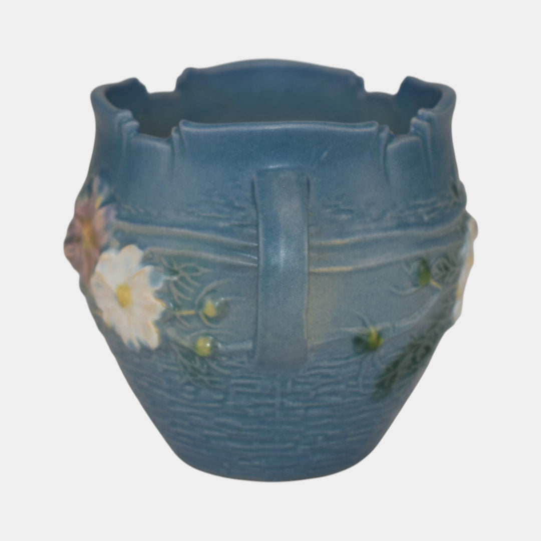 Roseville Cosmos Blue 1939 Vintage Art Pottery Ceramic Jardiniere Planter 649-3