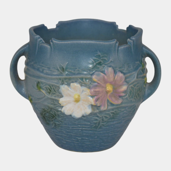Roseville Cosmos Blue 1939 Vintage Art Pottery Ceramic Jardiniere Planter 649-3