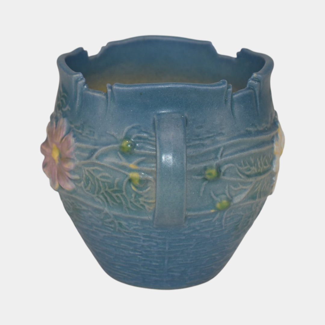 Roseville Cosmos Blue 1939 Vintage Art Pottery Ceramic Jardiniere Planter 649-3