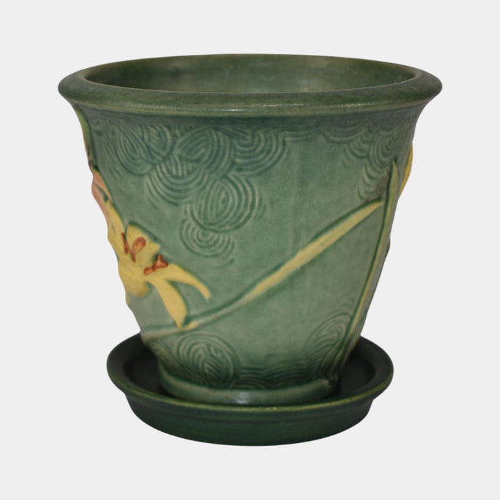 Roseville Zephyr Lily Green 1946 Art Pottery Ceramic Flower Pot Planter 672-5 - Just Art Pottery