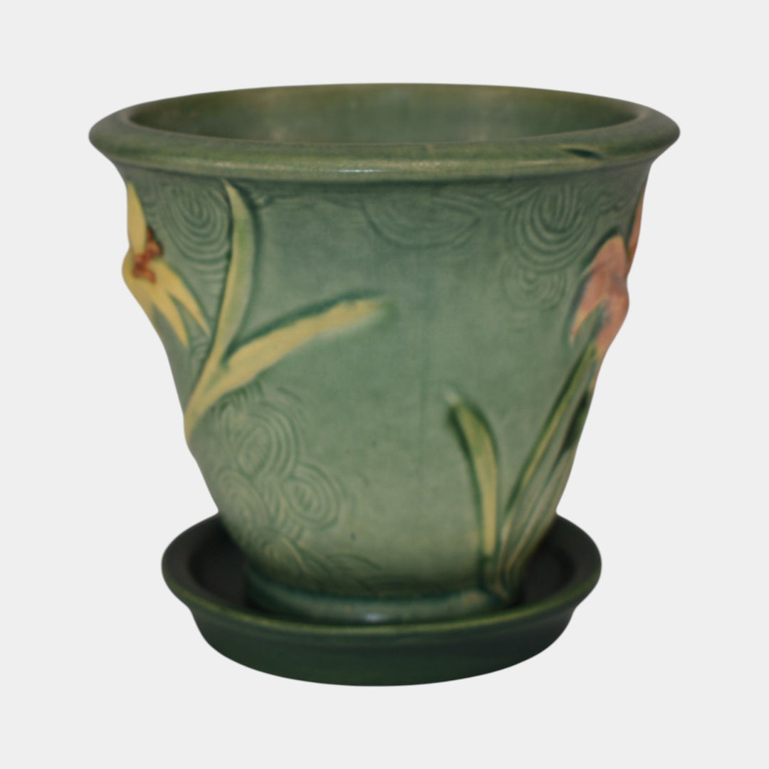 Roseville Zephyr Lily Green 1946 Art Pottery Ceramic Flower Pot Planter 672-5 - Just Art Pottery