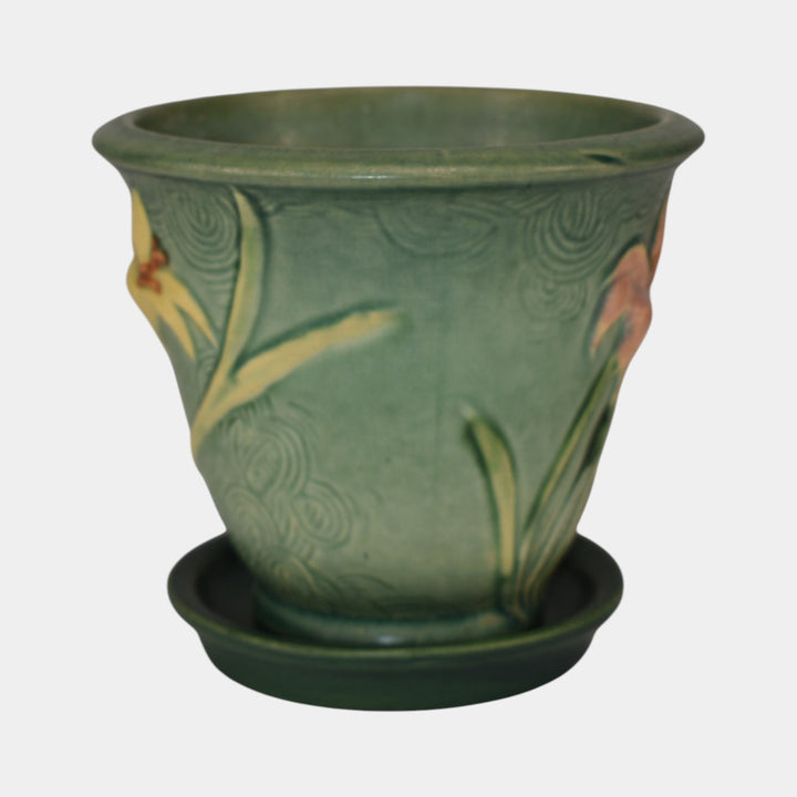Roseville Zephyr Lily Green 1946 Art Pottery Ceramic Flower Pot Planter 672-5 - Just Art Pottery
