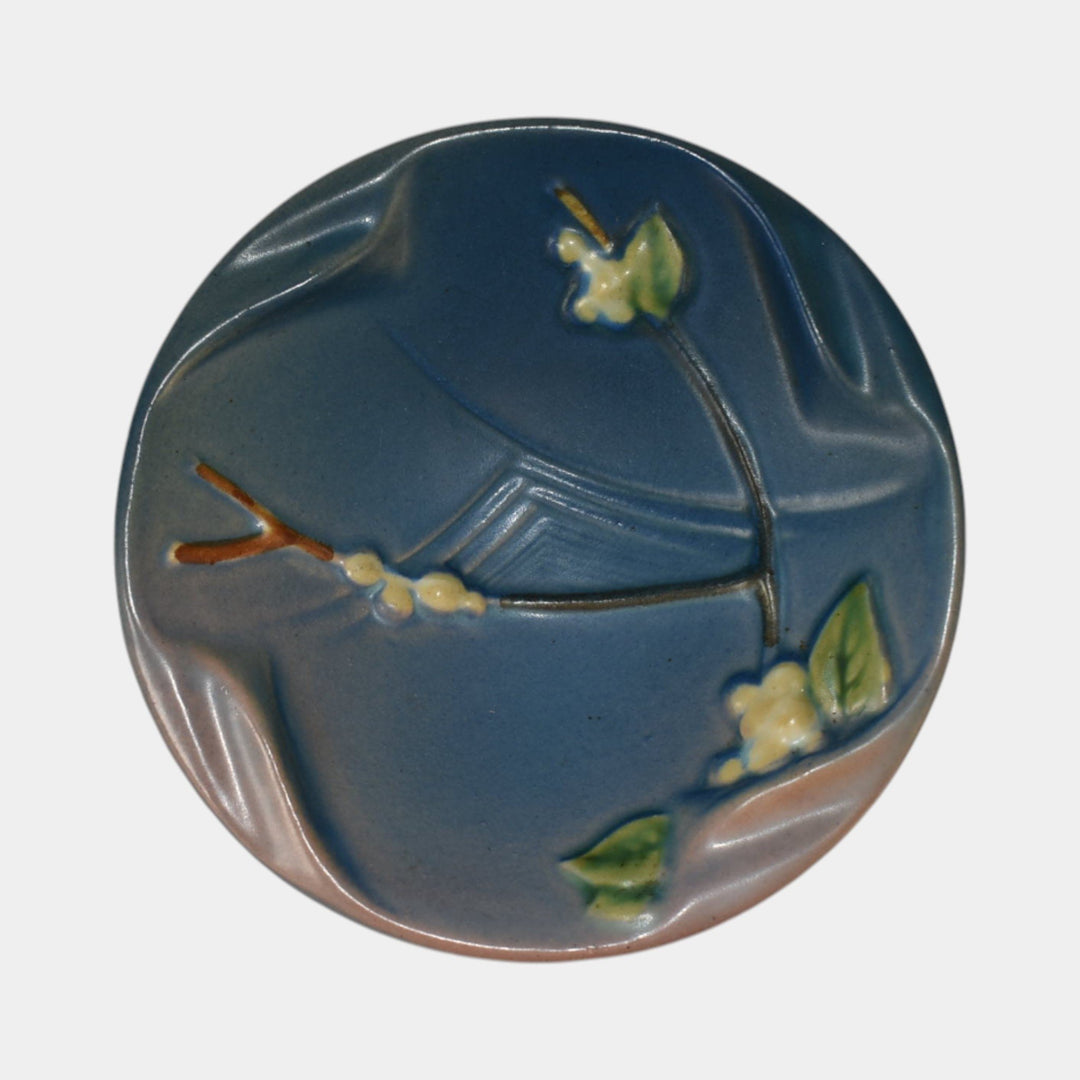 Roseville Snowberry Blue 1947 Vintage Mid Century Modern Pottery Ashtray 1AT