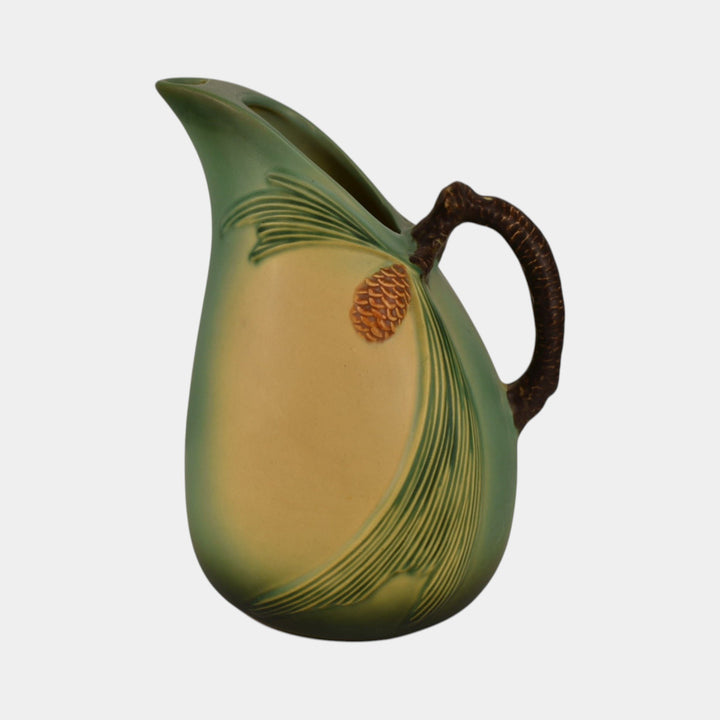 Roseville Pine Cone Green 1953 Mid Century Modern Pottery Ceramic Pitcher 415-9