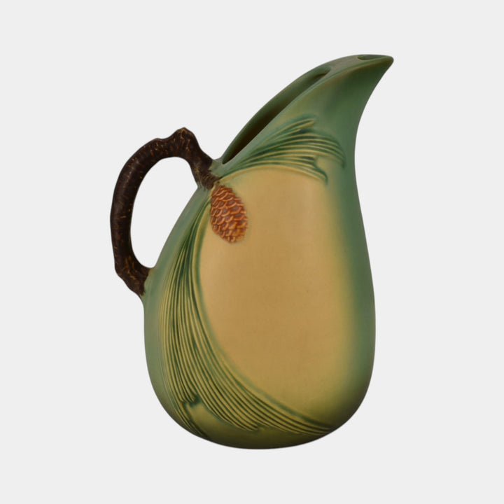 Roseville Pine Cone Green 1953 Mid Century Modern Pottery Ceramic Pitcher 415-9