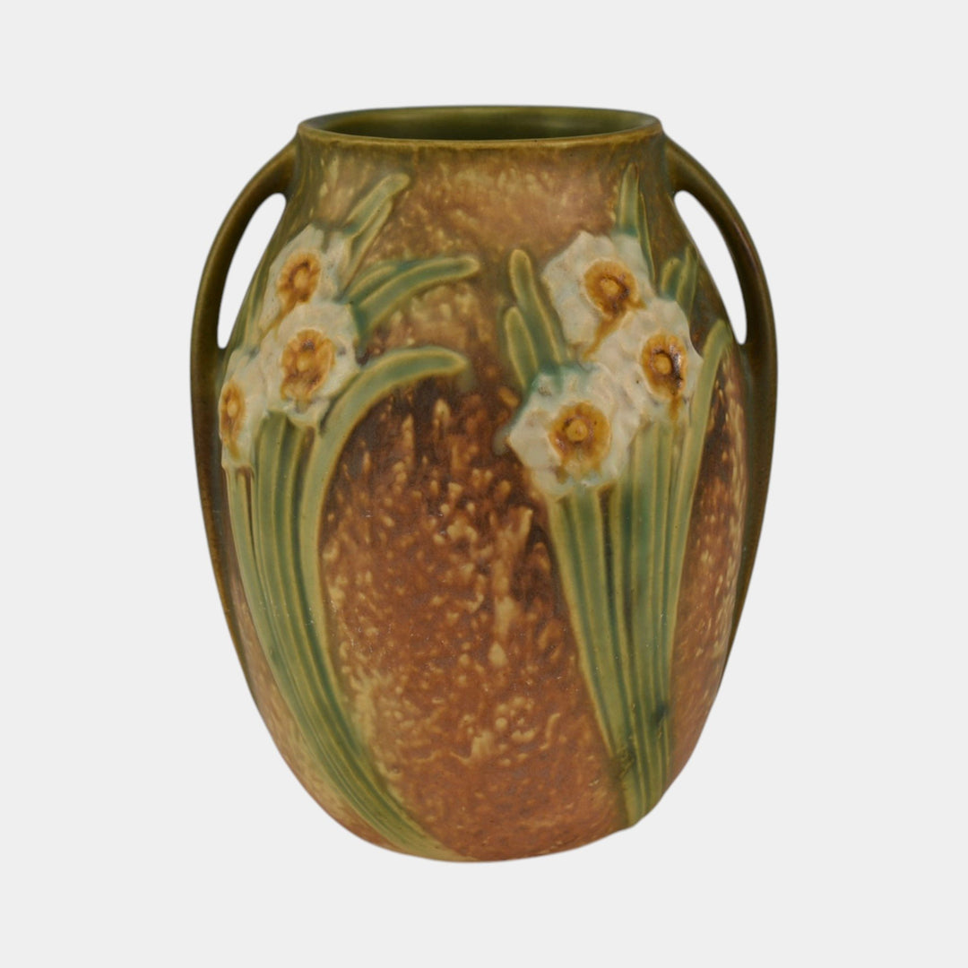 Roseville Jonquil 1931 Vintage Art and Crafts Brown Pottery Ceramic Vase 527-7