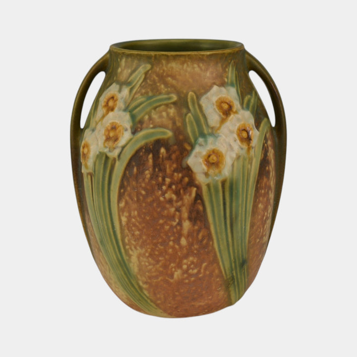 Roseville Jonquil 1931 Vintage Art and Crafts Brown Pottery Ceramic Vase 527-7