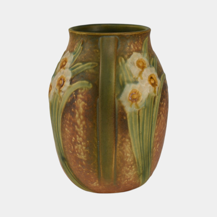 Roseville Jonquil 1931 Vintage Art and Crafts Brown Pottery Ceramic Vase 527-7