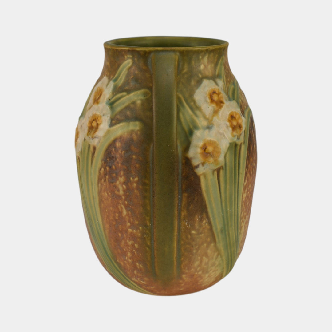 Roseville Jonquil 1931 Vintage Art and Crafts Brown Pottery Ceramic Vase 527-7
