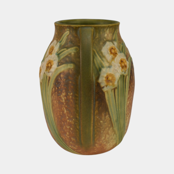 Roseville Jonquil 1931 Vintage Art and Crafts Brown Pottery Ceramic Vase 527-7