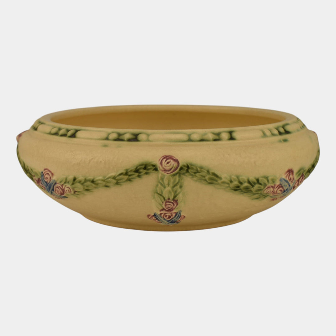 Roseville La Rose Ivory 1924 Vintage Art Pottery Ceramic Bowl 128-7