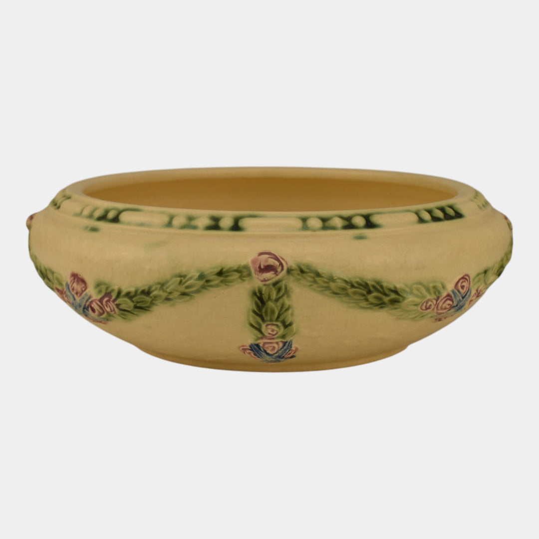 Roseville La Rose Ivory 1924 Vintage Art Pottery Ceramic Bowl 128-7