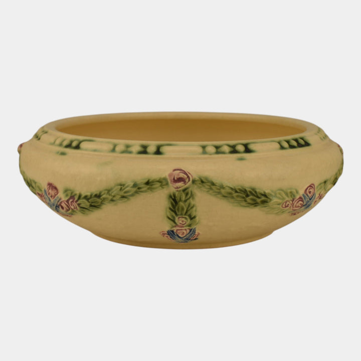 Roseville La Rose Ivory 1924 Vintage Art Pottery Ceramic Bowl 128-7