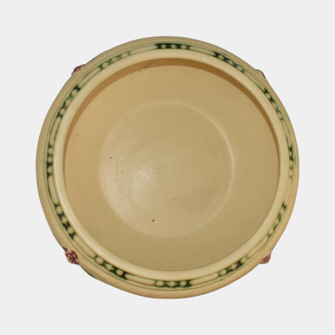 Roseville La Rose Ivory 1924 Vintage Art Pottery Ceramic Bowl 128-7