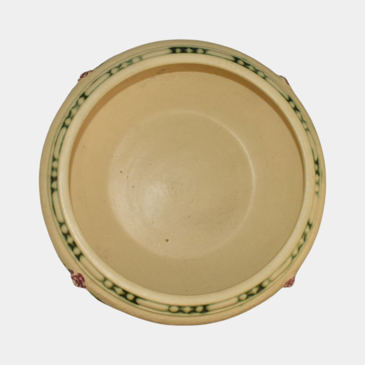 Roseville La Rose Ivory 1924 Vintage Art Pottery Ceramic Bowl 128-7