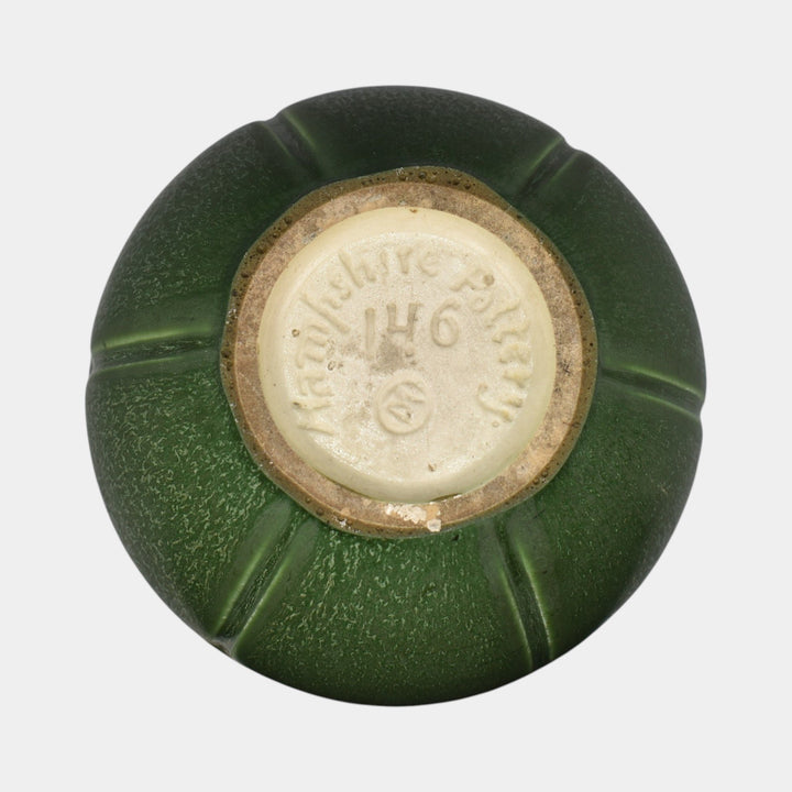 Hampshire Early 1900s Vintage Arts And Crafts Pottery Matte Green Vase 146
