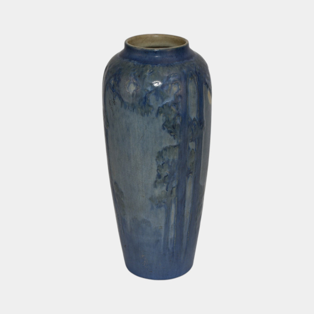 Newcomb College 1931 Vintage Arts and Crafts Pottery Blue Scenic Vase Irvine