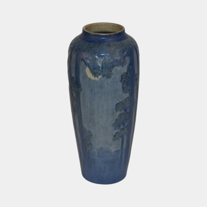 Newcomb College 1931 Vintage Arts and Crafts Pottery Blue Scenic Vase Irvine
