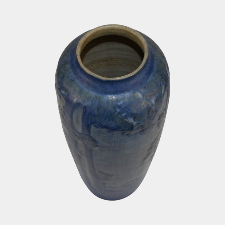 Newcomb College 1931 Vintage Arts and Crafts Pottery Blue Scenic Vase Irvine