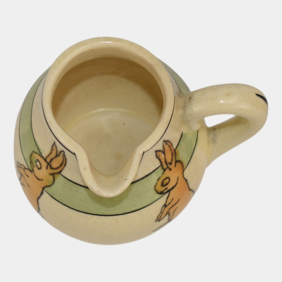 Roseville Juvenile Creamware Pottery Rabbit Side Pour Creamer