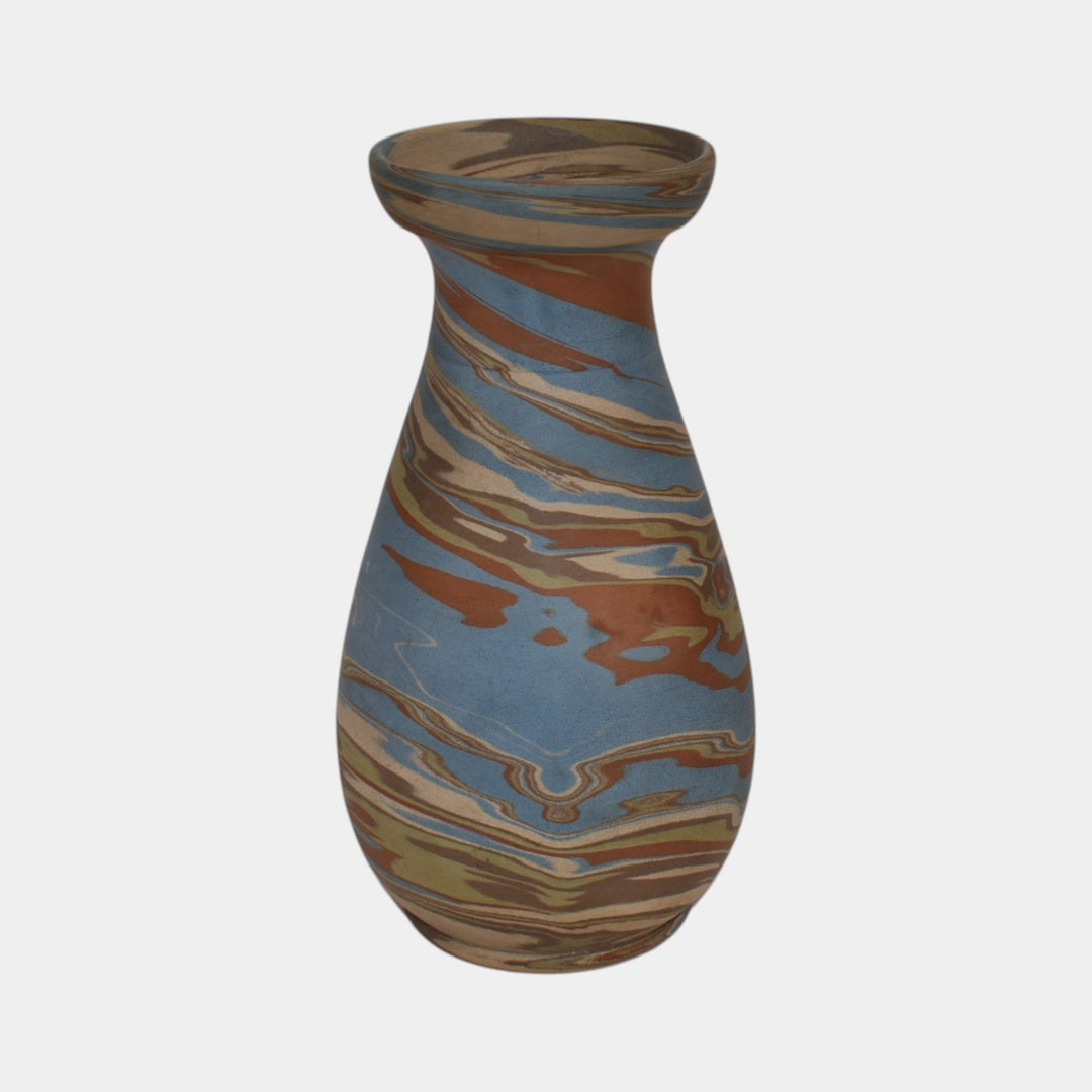 Niloak Mission Swirl 1925-30s Vintage Art Pottery Brown Baluster Shaped 8" Vase - Just Art Pottery