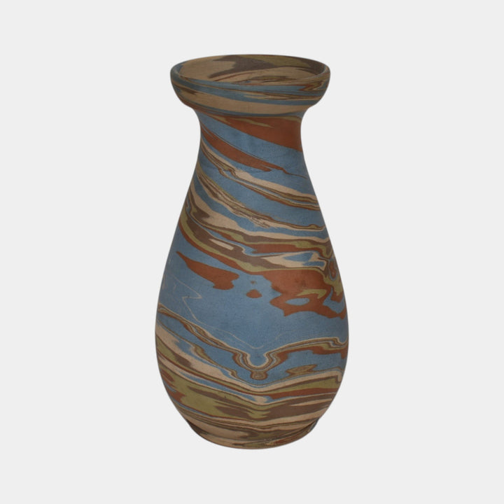 Niloak Mission Swirl 1925-30s Vintage Art Pottery Brown Baluster Shaped 8" Vase - Just Art Pottery