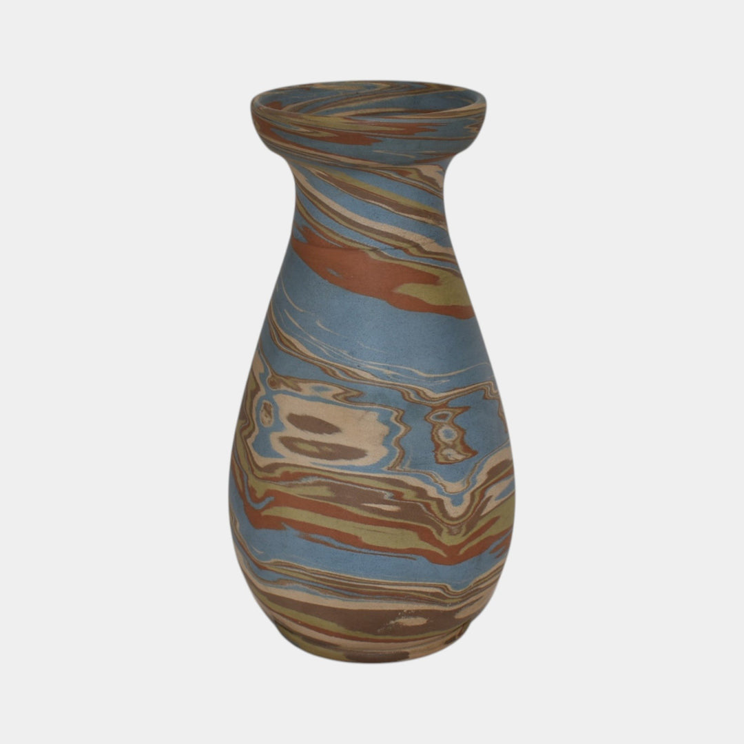 Niloak Mission Swirl 1925-30s Vintage Art Pottery Brown Baluster Shaped 8" Vase - Just Art Pottery