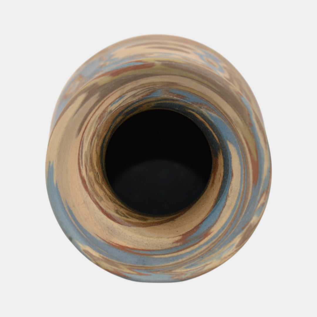 Niloak Mission Swirl 1925-30s Vintage Art Pottery Brown Baluster Shaped 8" Vase - Just Art Pottery