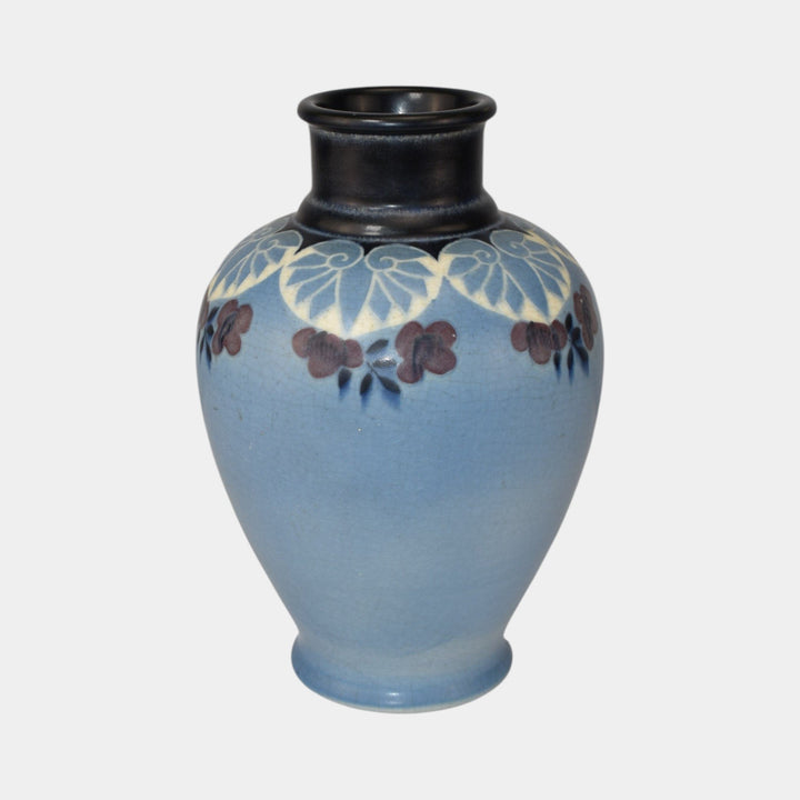 Rookwood 1917 Vintage Arts And Crafts Pottery Blue Flower Vase 1838 Van Horne