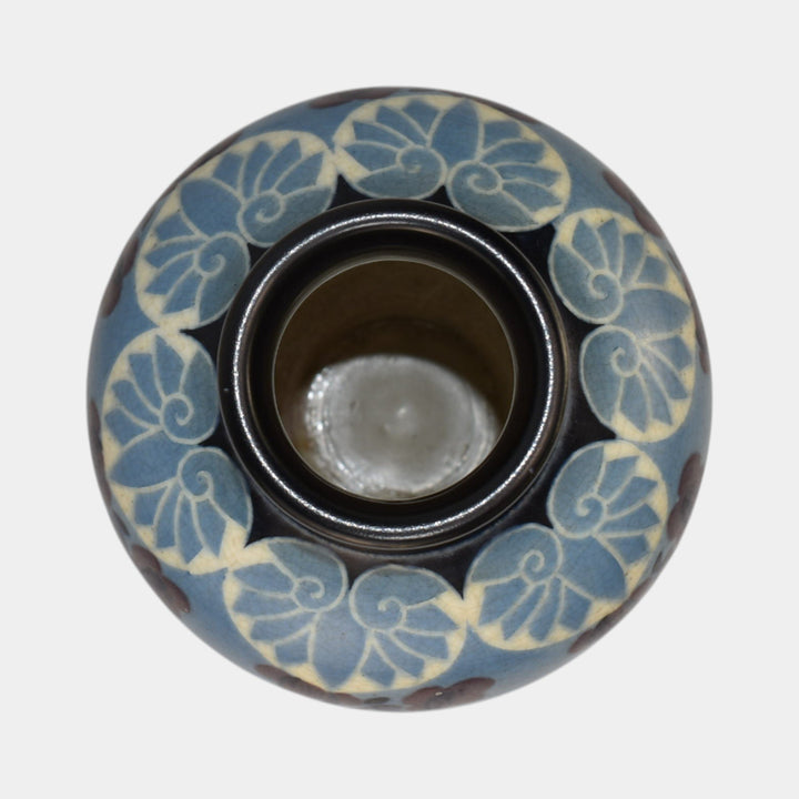 Rookwood 1917 Vintage Arts And Crafts Pottery Blue Flower Vase 1838 Van Horne