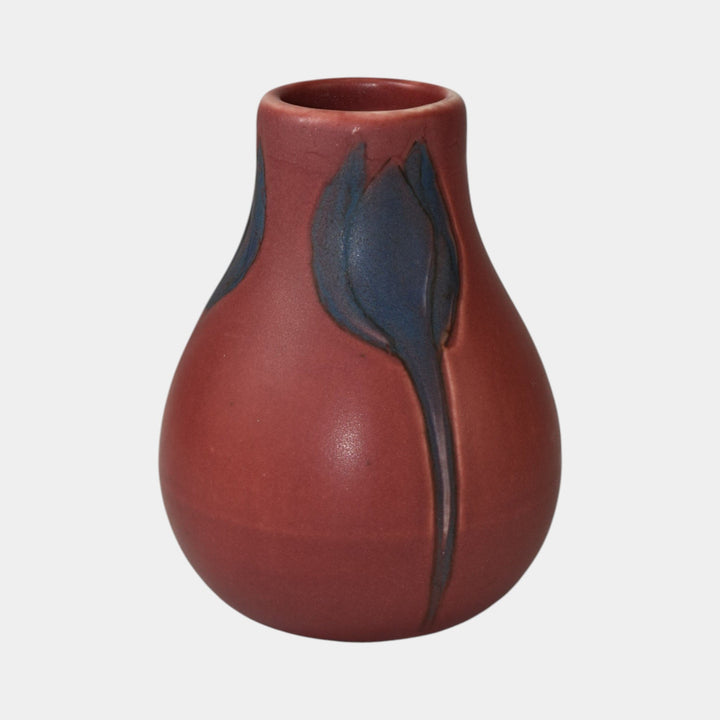 Rookwood 1905 Vintage Arts And Crafts Pottery Blue Flower Red Vase 969E Coyne